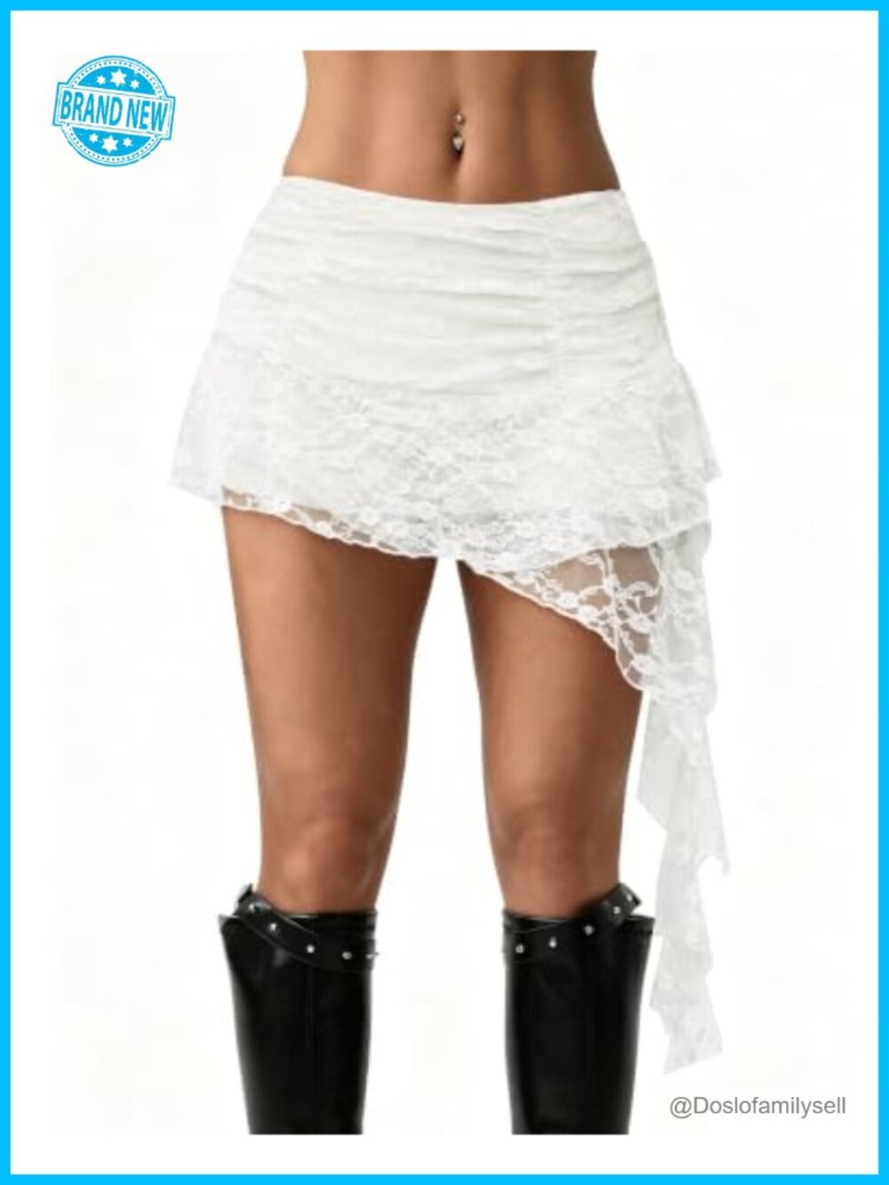 Lace Mini Skirt Asymmetrical Layered Ruffle Y2K Low Rise A-Line
